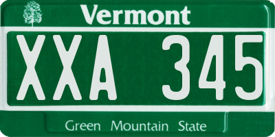 VT license plate XXA345