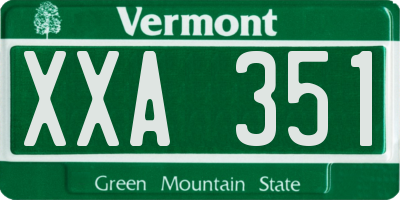 VT license plate XXA351