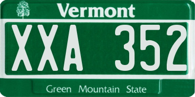 VT license plate XXA352