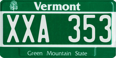 VT license plate XXA353