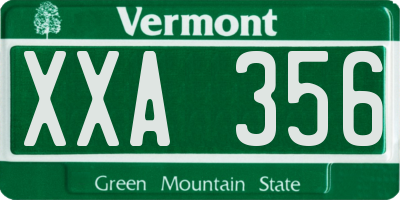 VT license plate XXA356