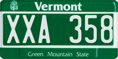 VT license plate XXA358