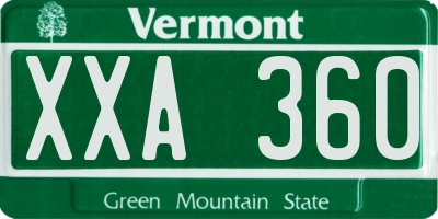 VT license plate XXA360