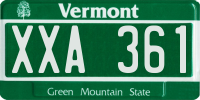 VT license plate XXA361