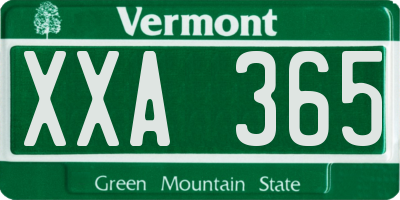 VT license plate XXA365