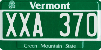 VT license plate XXA370