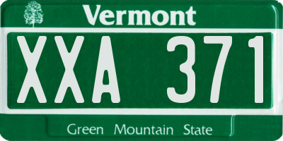VT license plate XXA371