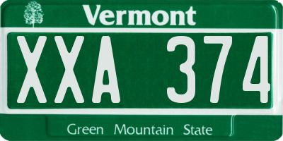 VT license plate XXA374