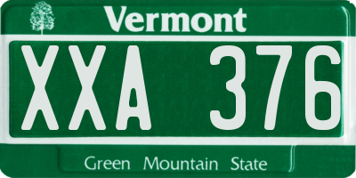 VT license plate XXA376