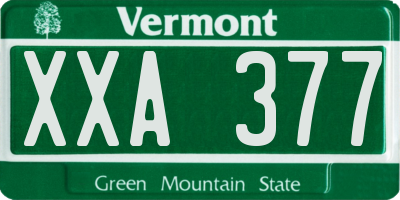 VT license plate XXA377