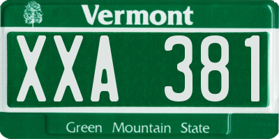 VT license plate XXA381