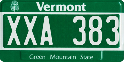 VT license plate XXA383