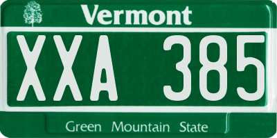 VT license plate XXA385