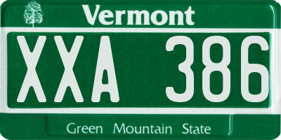 VT license plate XXA386