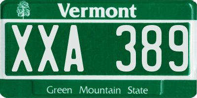 VT license plate XXA389