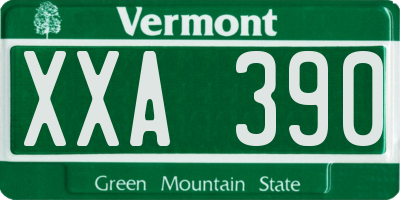 VT license plate XXA390