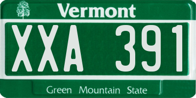 VT license plate XXA391