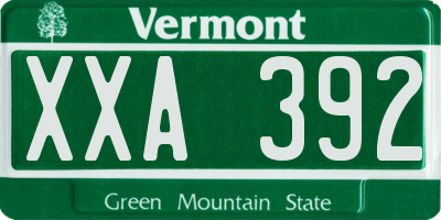 VT license plate XXA392