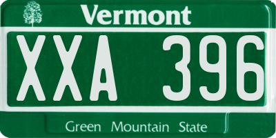VT license plate XXA396