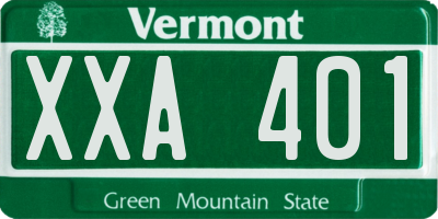 VT license plate XXA401
