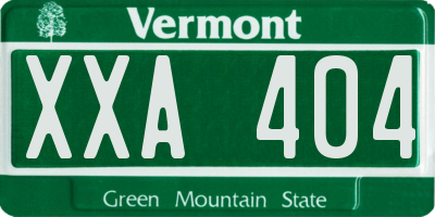VT license plate XXA404