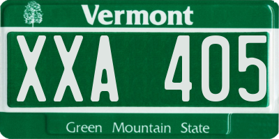VT license plate XXA405