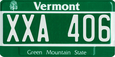 VT license plate XXA406