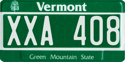 VT license plate XXA408
