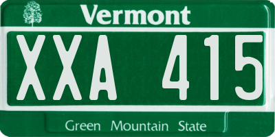 VT license plate XXA415