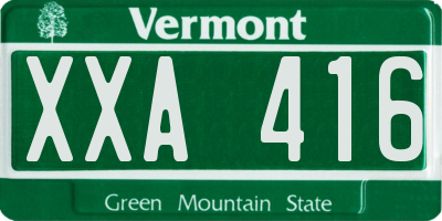 VT license plate XXA416