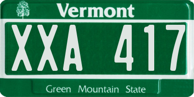 VT license plate XXA417