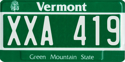VT license plate XXA419