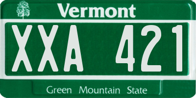 VT license plate XXA421