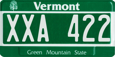 VT license plate XXA422