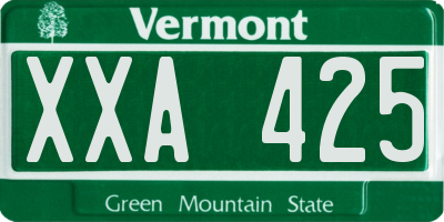 VT license plate XXA425
