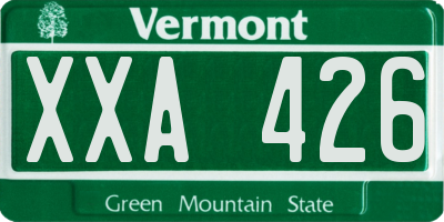 VT license plate XXA426