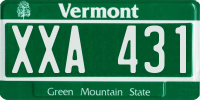 VT license plate XXA431