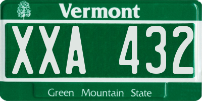 VT license plate XXA432