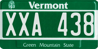 VT license plate XXA438