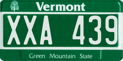 VT license plate XXA439
