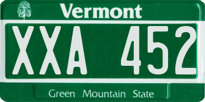 VT license plate XXA452