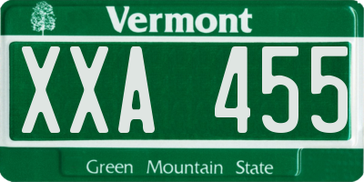 VT license plate XXA455