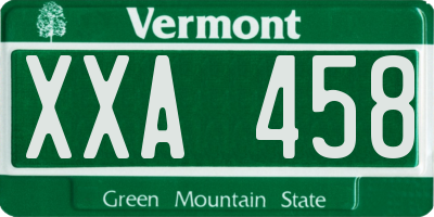 VT license plate XXA458
