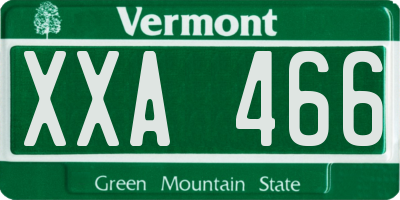 VT license plate XXA466
