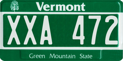 VT license plate XXA472