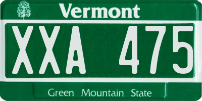VT license plate XXA475