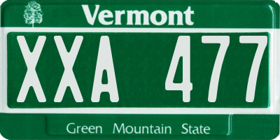 VT license plate XXA477