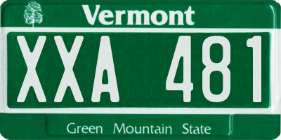 VT license plate XXA481