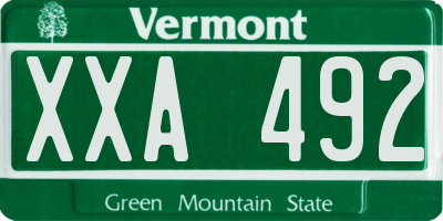 VT license plate XXA492