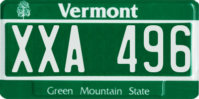 VT license plate XXA496